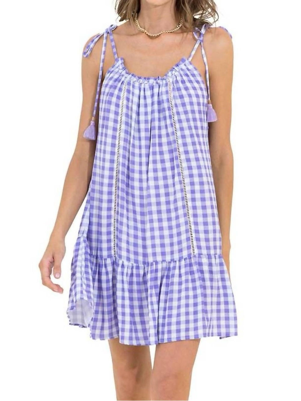 Maaji Lavender Gingham Tie-Shoulder Swim Coverup
